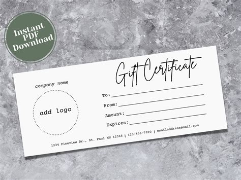 Etsy Gift Certificate Template